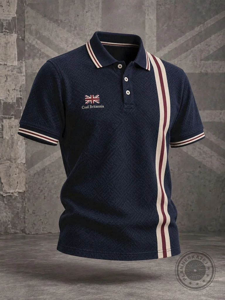 Cool Britannia United Kingdom Flag Embroidered Navy Blue Polo Shirt 7 Cool Britannia United Kingdom Flag Embroidered Navy Blue Polo Shirt