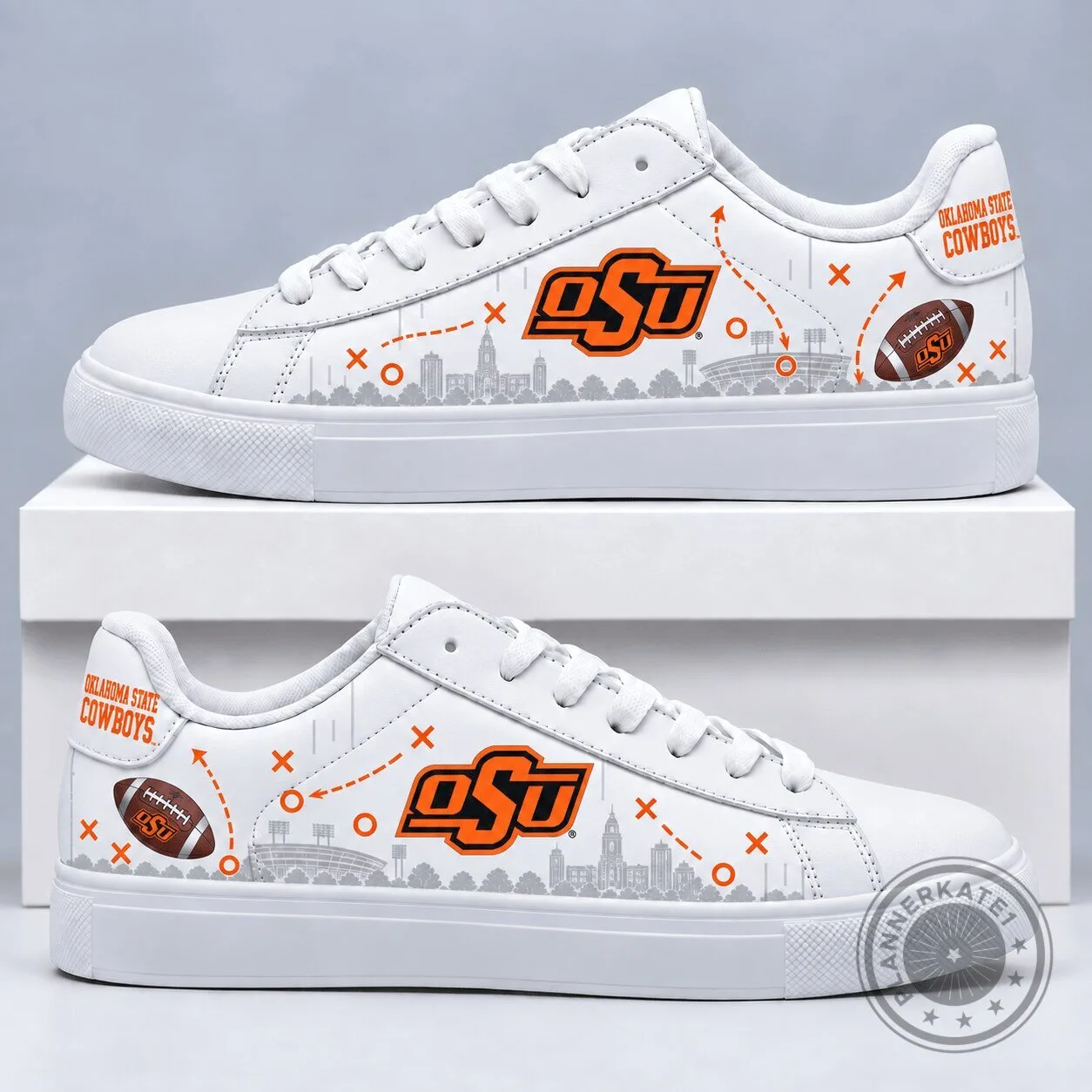 Oklahoma State Cowboys NCAA White Low-Top Sneakers Shoes