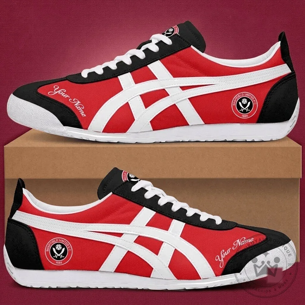 Sheffield United Football Club Personalized Red and Black Athletic Shoes