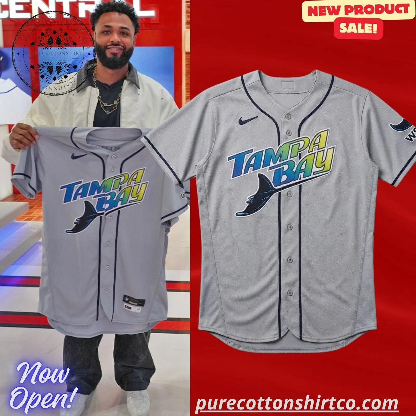 Rays Gray Tampa Bay Road Baseball Jersey Shirt