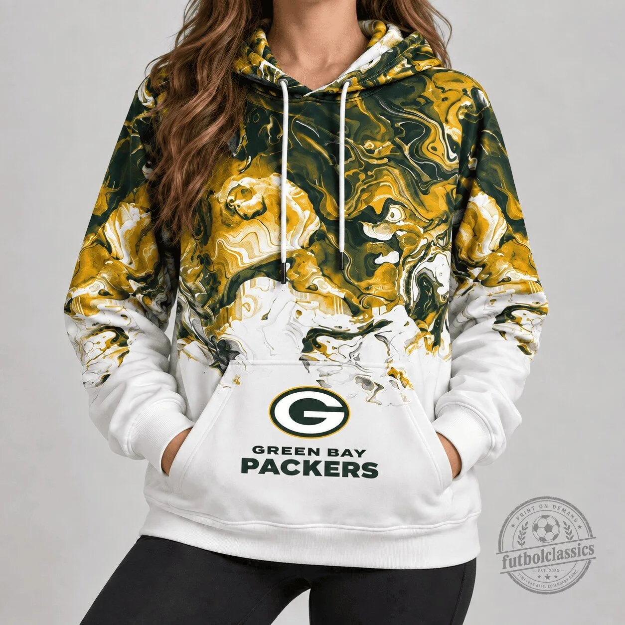 Green Bay Packers Lava Flow Swirl Pattern NFL Team Colors Hoodie