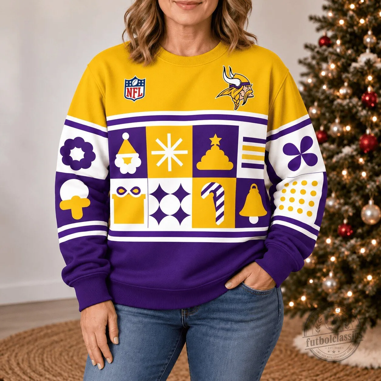 Minnesota Vikings NFL Christmas Holiday Ugly Sweater Sweatshirt