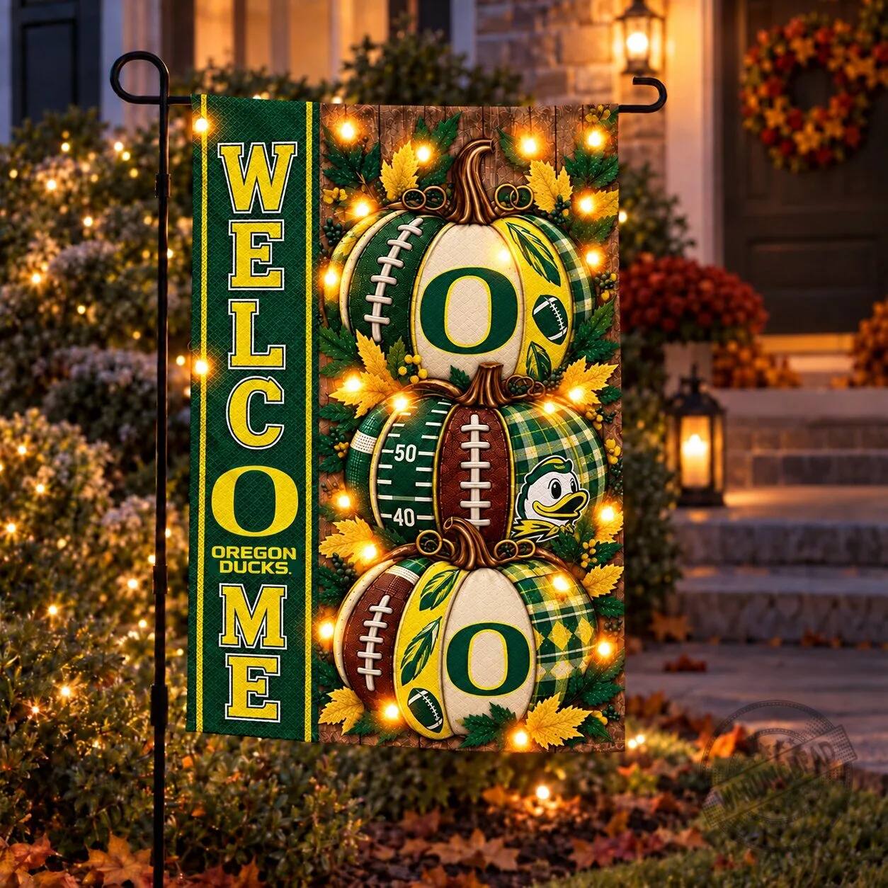 Oregon Ducks Football Welcome Pumpkin Autumn Garden Flag
