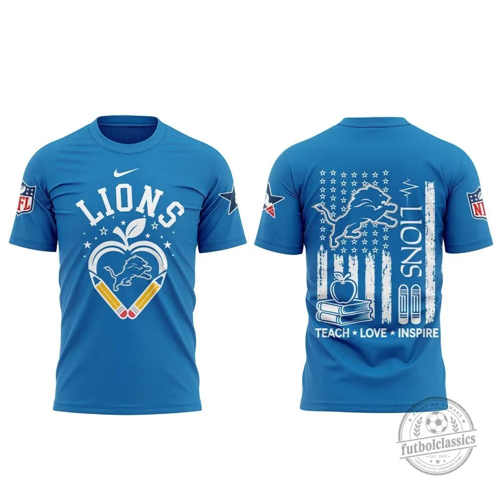 Detroit Lions Teacher Appreciation Day Blue Football Fan T-Shirt 4 Detroit Lions Teacher Appreciation Day Blue Football Fan T-Shirt