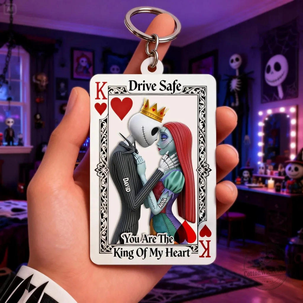 Nightmare Before Christmas Jack and Sally Drive Safe King of My Heart Keychain 1 Nightmare Before Christmas Jack and Sally Drive Safe King of My Heart Keychain