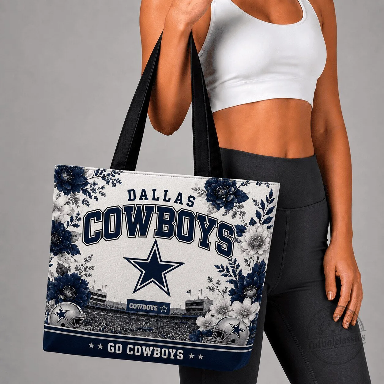 Dallas Cowboys Floral Stadium Design Shoulder Tote Bag