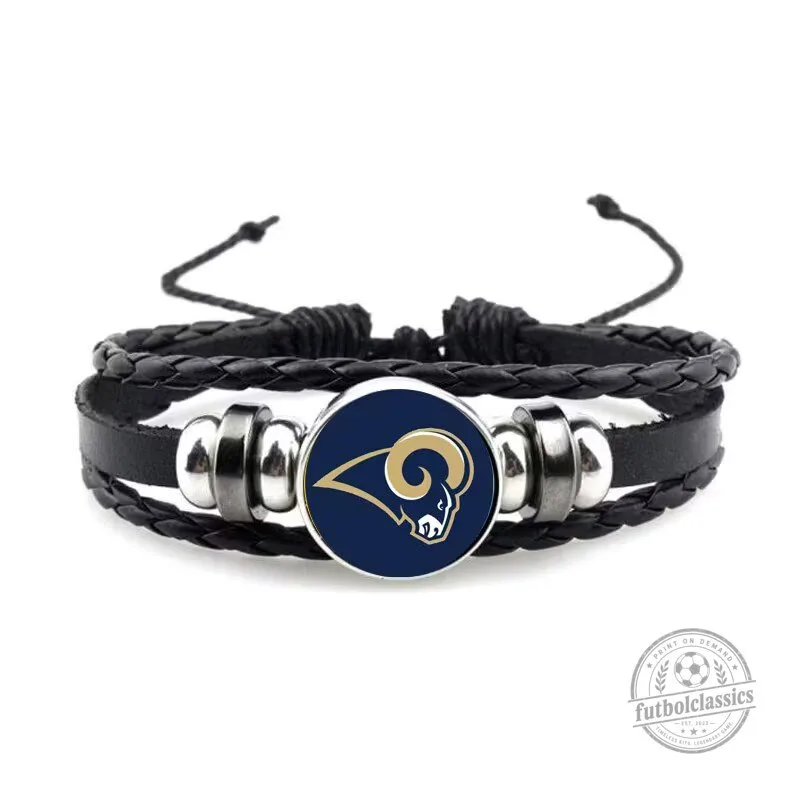 Los Angeles Rams Football Team Logo Leather Braided Bracelet