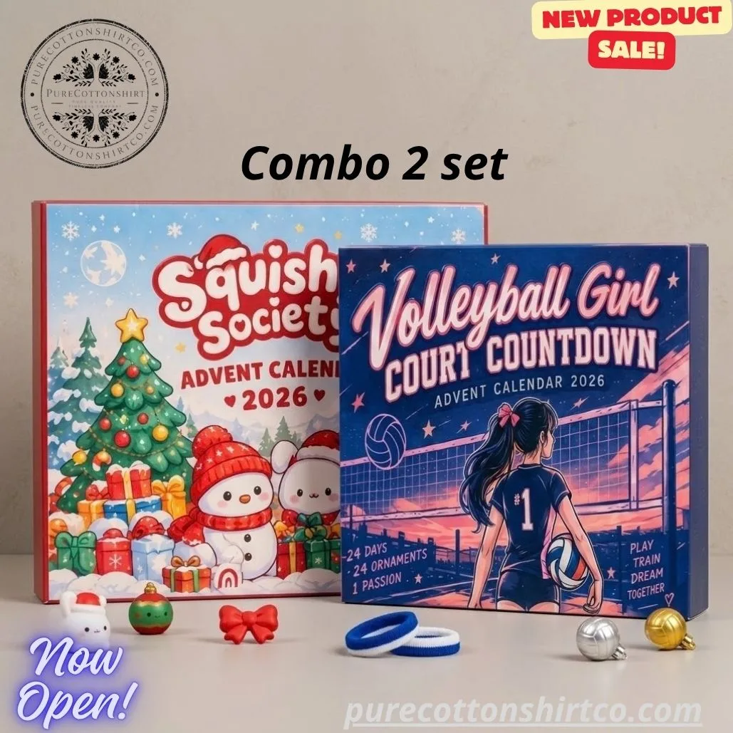 Volleyball Girl Court Countdown And Squishy Society Advent Calendar 2026 - 24 Days 2D Flat Acrylic Ornaments Christmas Holiday Collector Gift Box