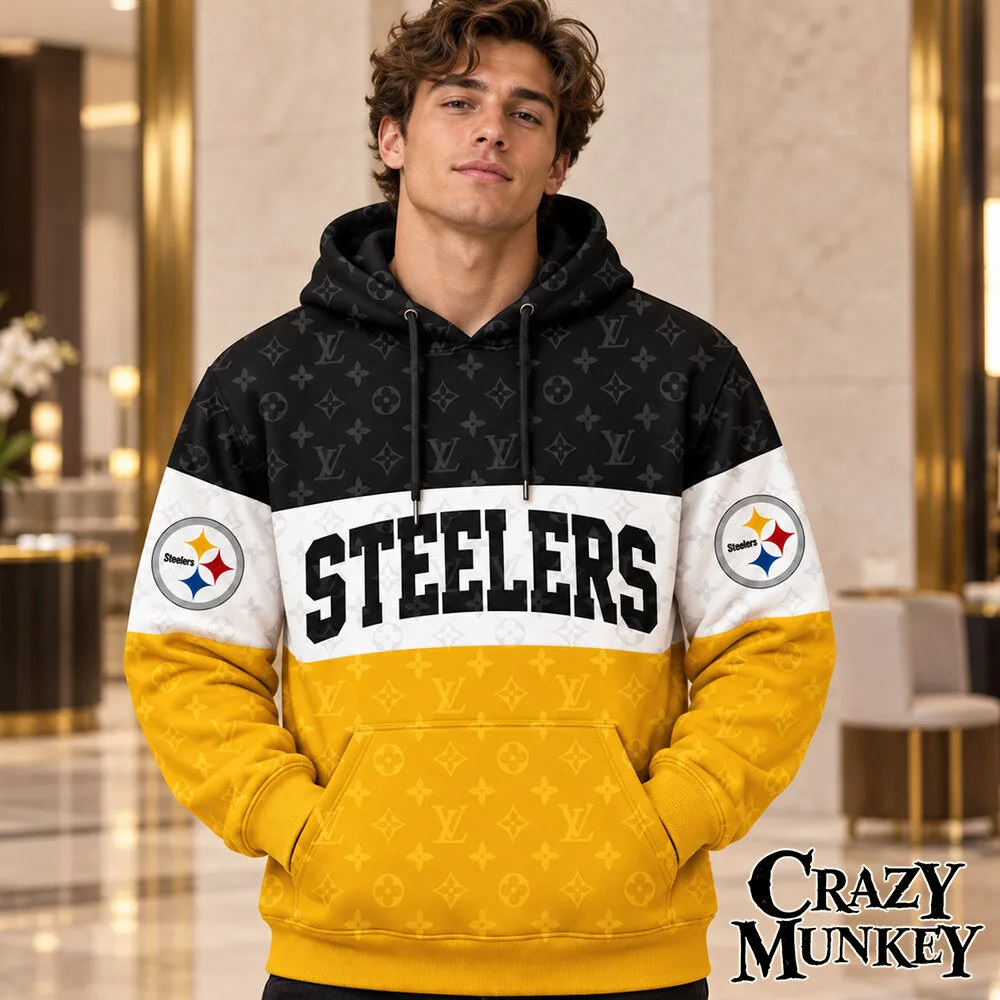 Pittsburgh Steelers LV Luxury Monogram Concept Fan Hoodie | Apparel