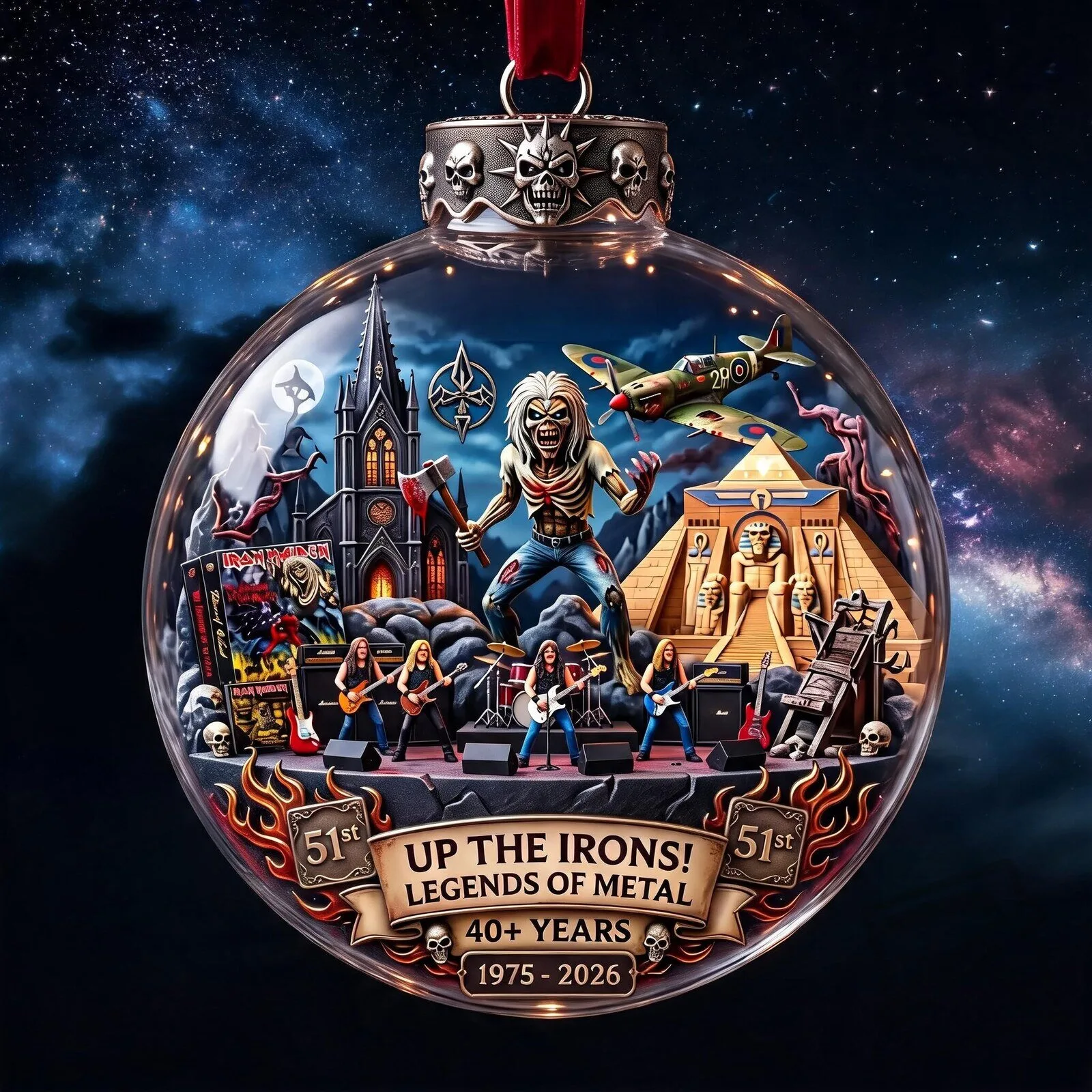 Up the Irons" Heavy Metal Legends 51st Anniversary Ornament