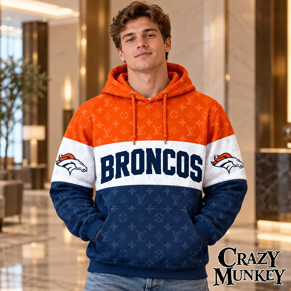Denver Broncos LV Luxury Monogram Concept Fan Hoodie | Apparel