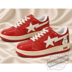 BAPE x Ghostbusters Bapesta Low Red Baby Milo Patent Sneakers Shoes