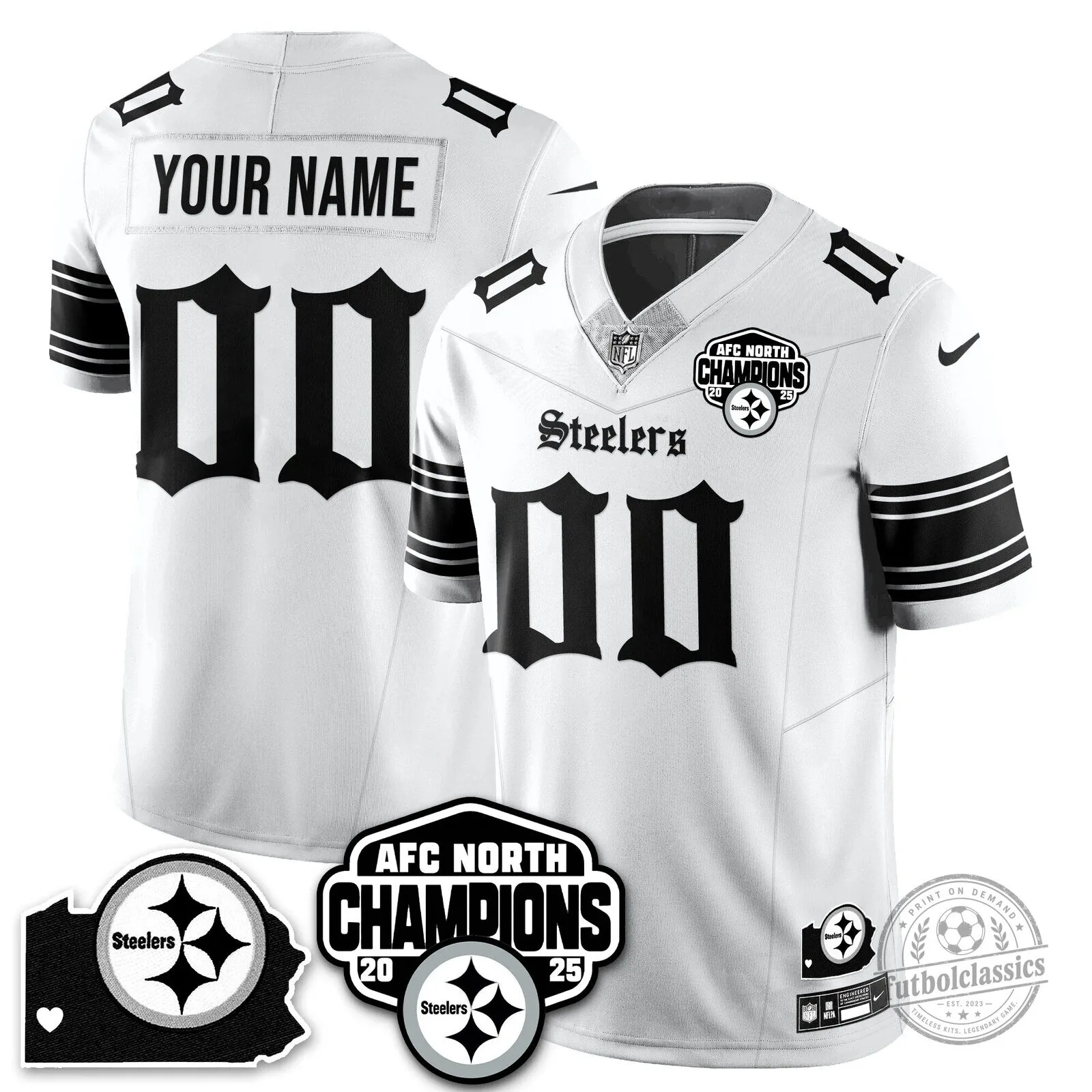 Custom Football Jersey for Pittsburgh Steelers AFC North Champions 2025