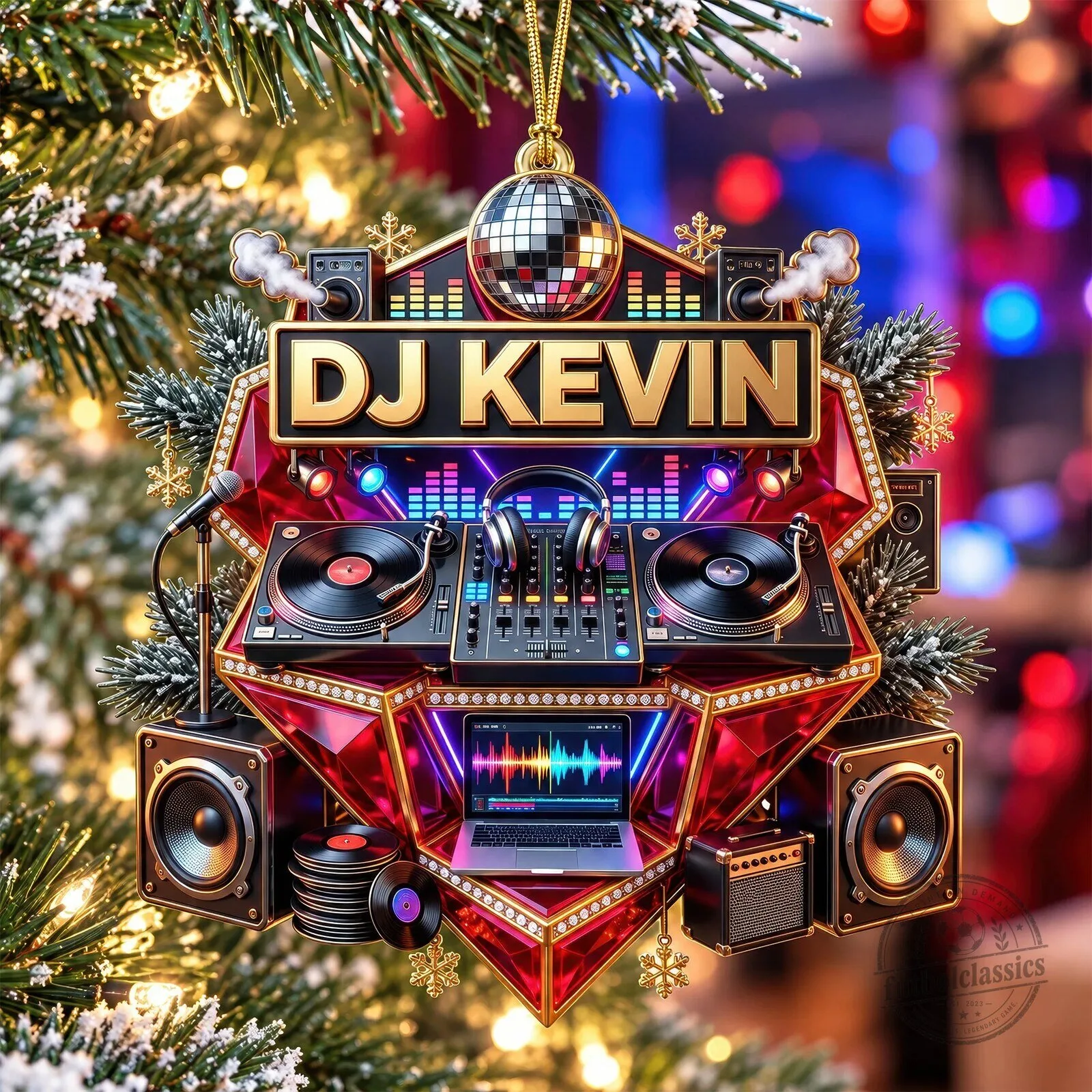 Personalized DJ Kevin Turntable Christmas Tree Ornament 7 Personalized DJ Kevin Turntable Christmas Tree Ornament
