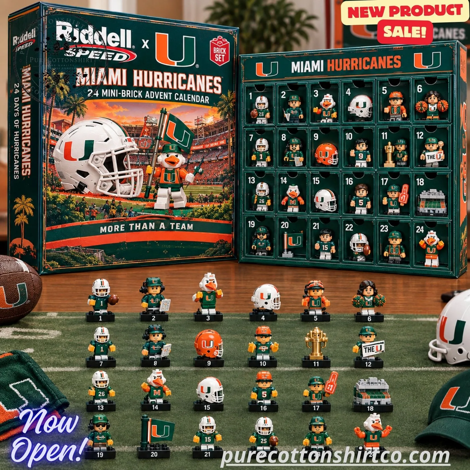 Riddell x Miami Hurricanes 24 Mini-Brick Advent Calendar – Football Toy Set(LEGO x Riddell x Miami Hurricanes)