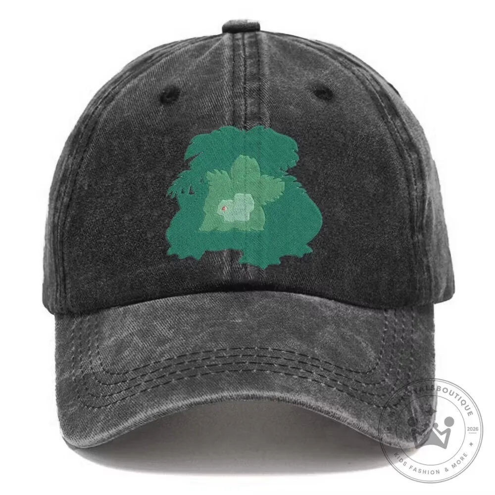 Pokemon Bulbasaur Embroidered Washed Denim Baseball Cap Hat