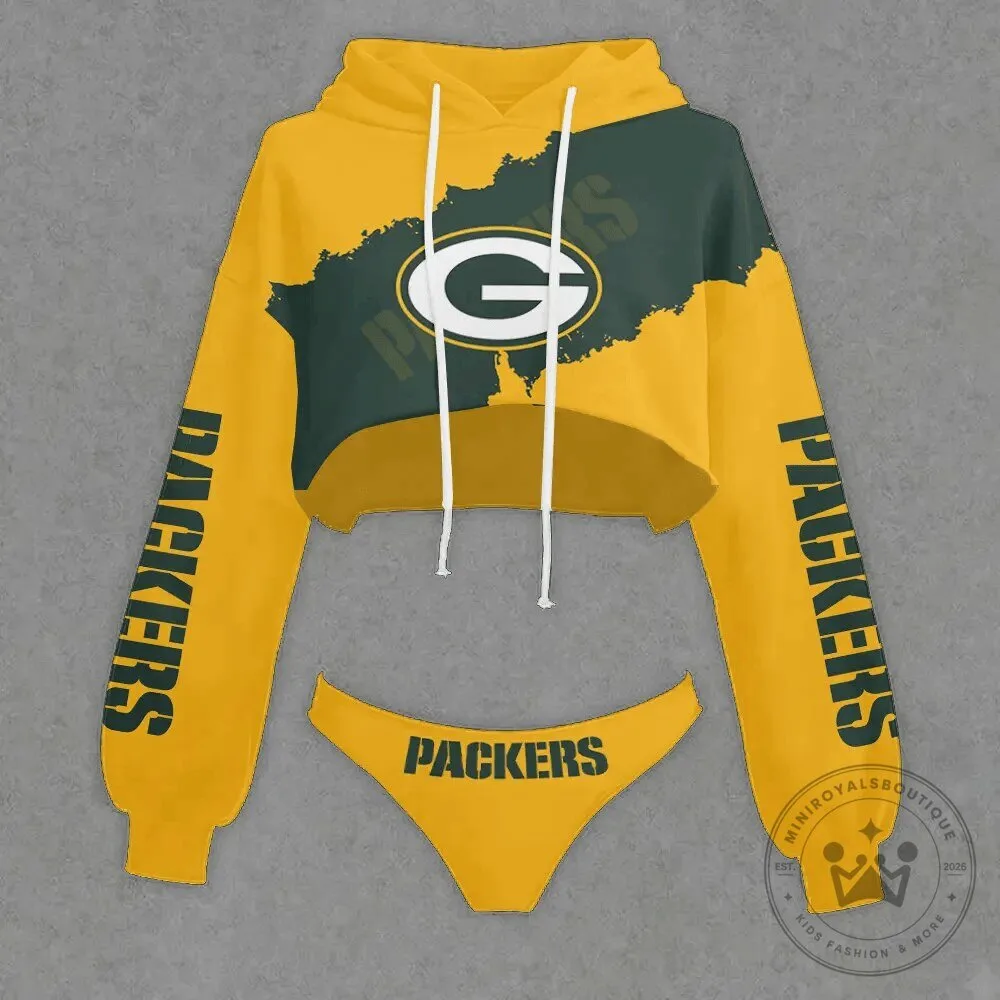 Green Bay Packers Women's Cropped Hoodie and Panty Set