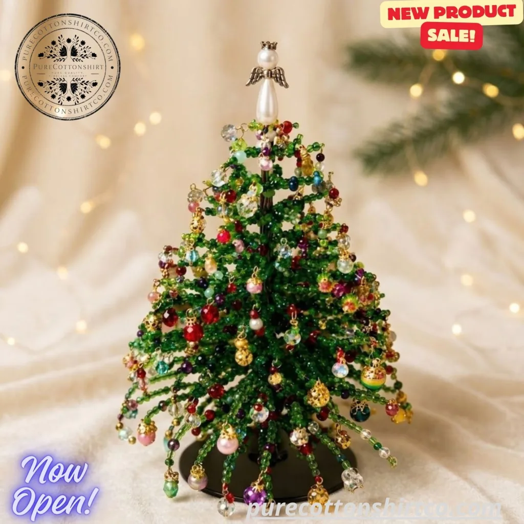 Handcrafted Beaded Christmas Tree Tabletop Decor (2) Handcrafted Beaded Christmas Tree Tabletop Decor (DIY Beaded ) – Lighted Mini Holiday Tree Ornament