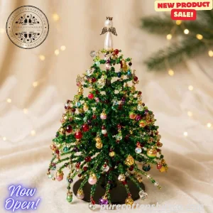 Handcrafted Beaded Christmas Tree Tabletop Decor (DIY Beaded ) – Lighted Mini Holiday Tree Ornament 5 Handcrafted Beaded Christmas Tree Tabletop Decor 2
