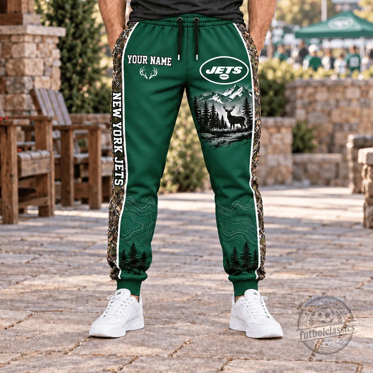 New York Jets NFL Hunting Camouflage Custom Name Green Jogger Pants
