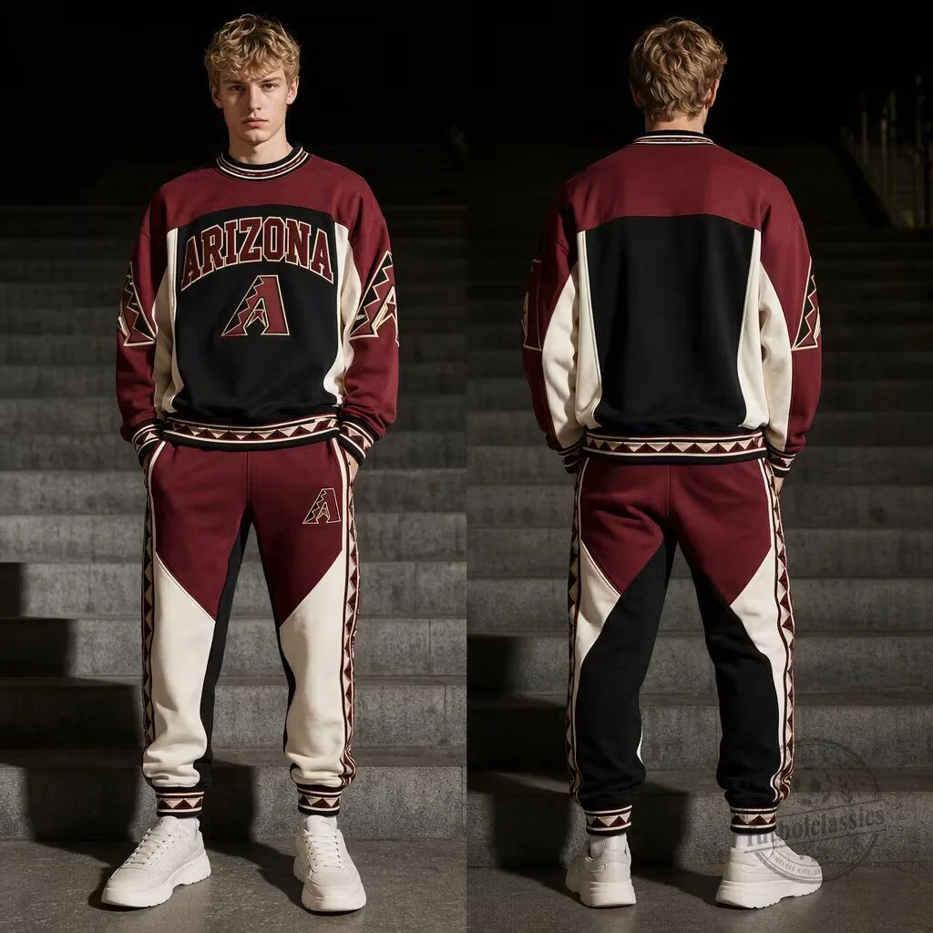Arizona Diamondbacks Colorblock Crew Neck Sweatshirt and Sweatpants Set