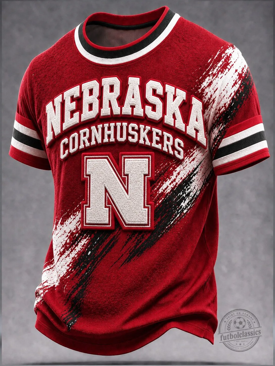Nebraska Cornhuskers Red Distressed Style College Football T-Shirt
