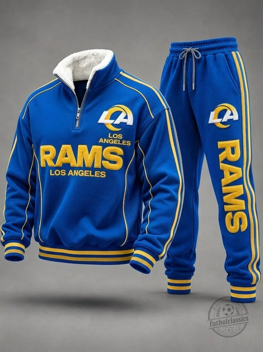 Los Angeles Rams Quarter Zip Pullover Sweatshirt and Joggers Tracksuit Set