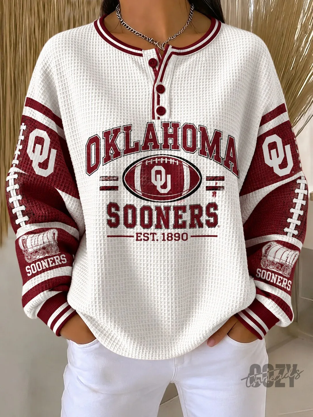 Oklahoma Sooners Football Team Rugby Style Long-Sleeve Shirt