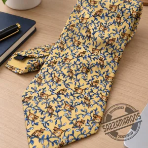 Vintage Cat & Vine Pattern Necktie 3 Vintage Cat & Vine Pattern Necktie