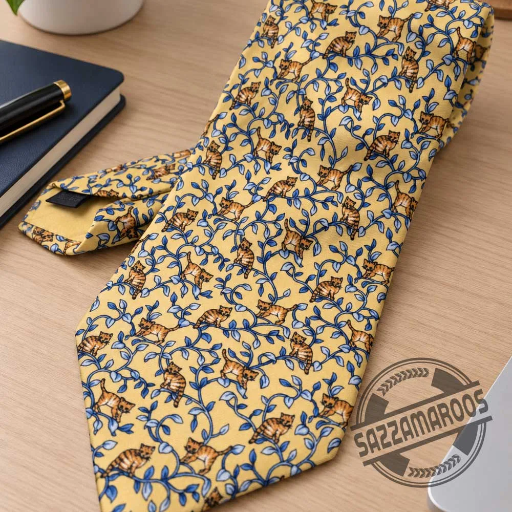 Vintage Cat & Vine Pattern Necktie