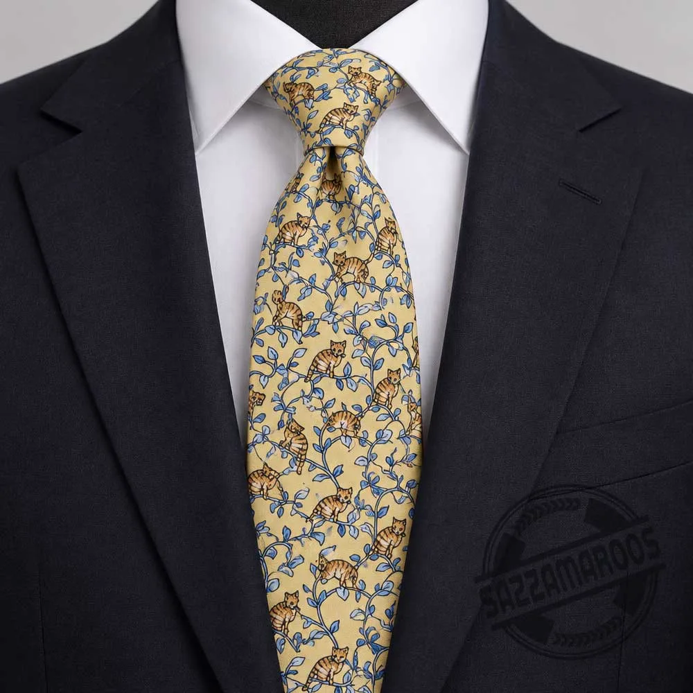 Vintage Cat & Vine Pattern Necktie (2) Vintage Cat & Vine Pattern Necktie – image 2 of 3