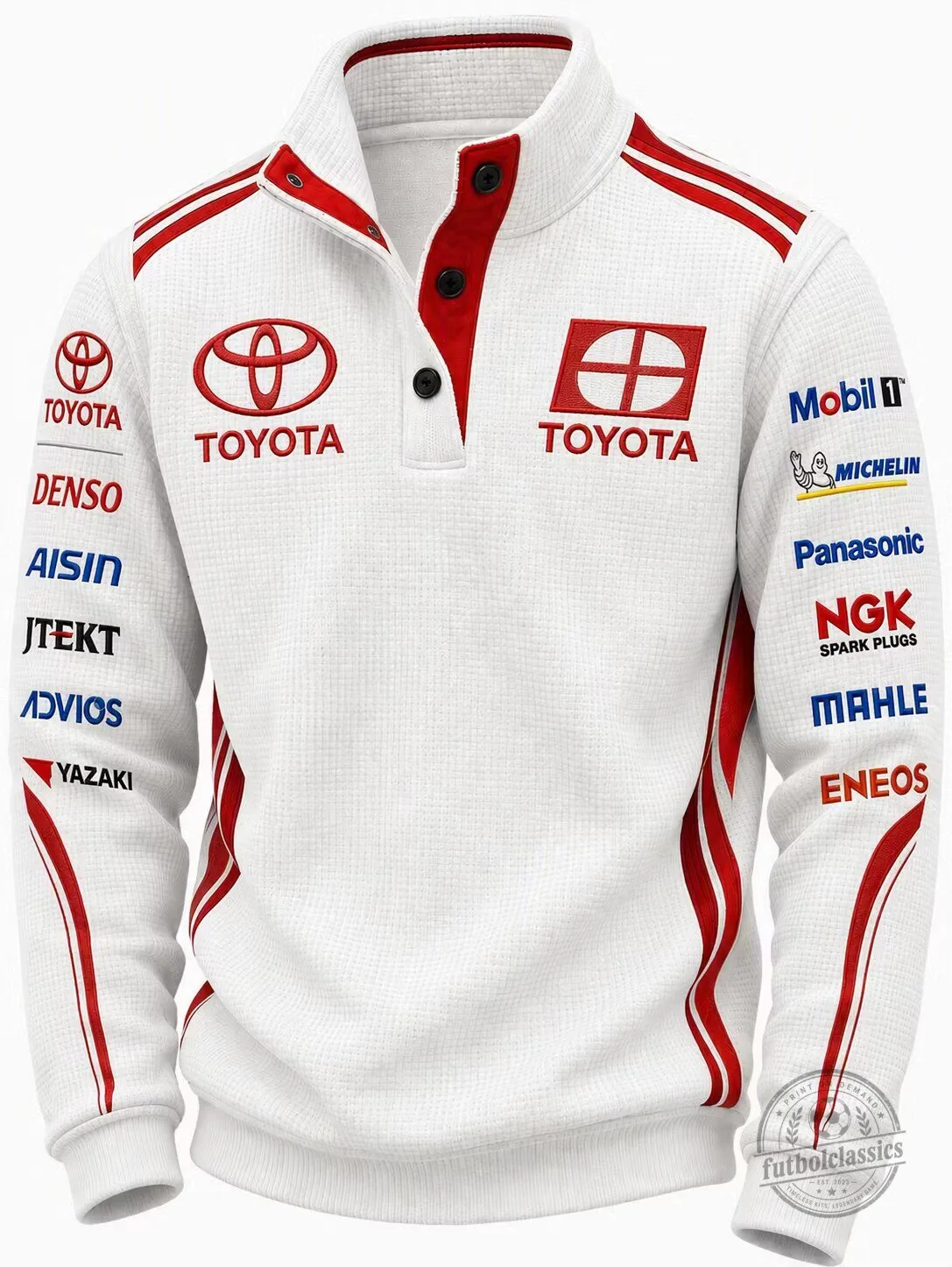 Toyota Gazoo Racing Team White Quarter Button Pullover Sweatshirt