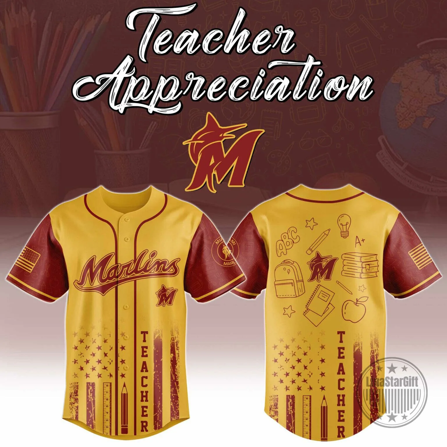 Miami Marlins Baseball Teacher Appreciation Special Edition Baseball Jersey