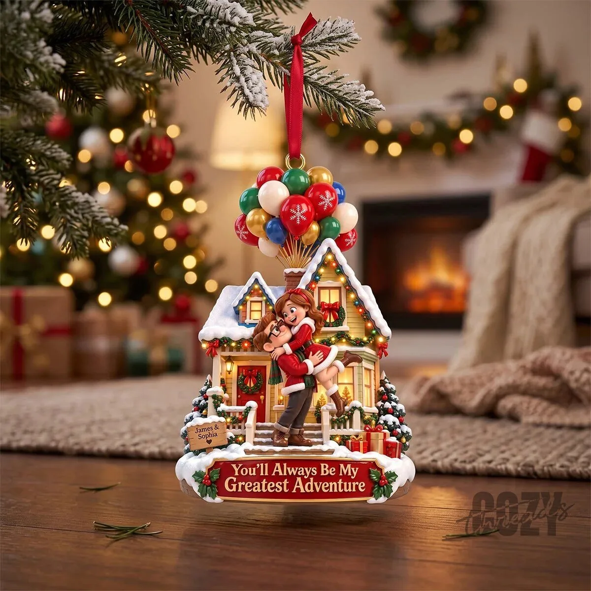 Romantic Couple House Christmas Tree Ornament - Personalized Greatest Adventure