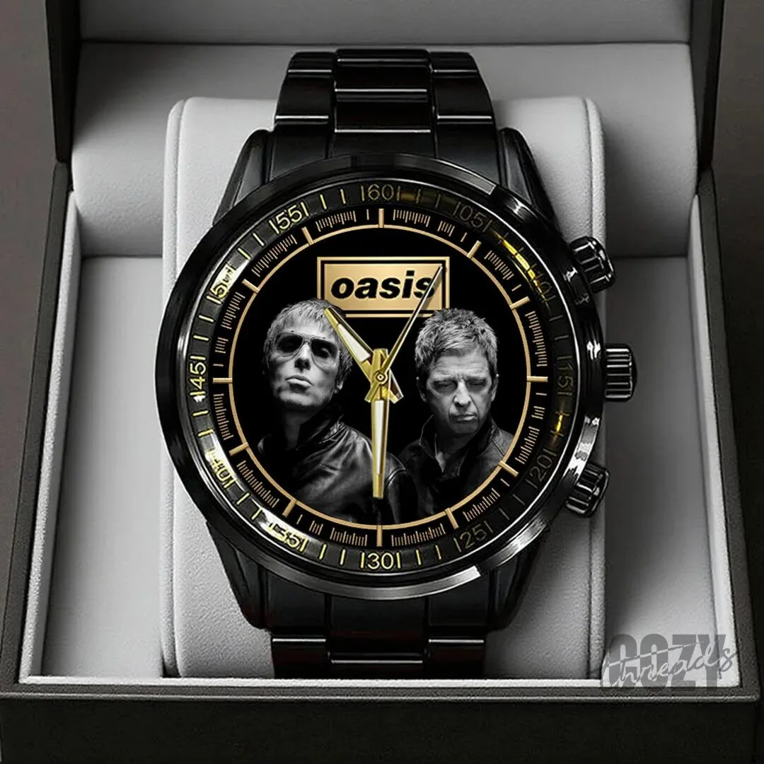 Oasis Band Members Black Stainless Steel Wristwatch