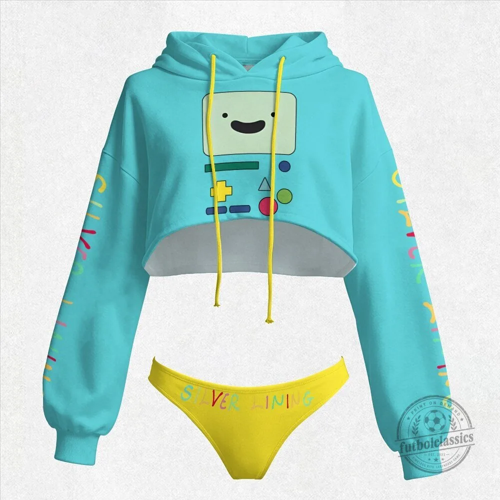 Adventure Time BMO Character Women's Cropped Hoodie and Underwear Set