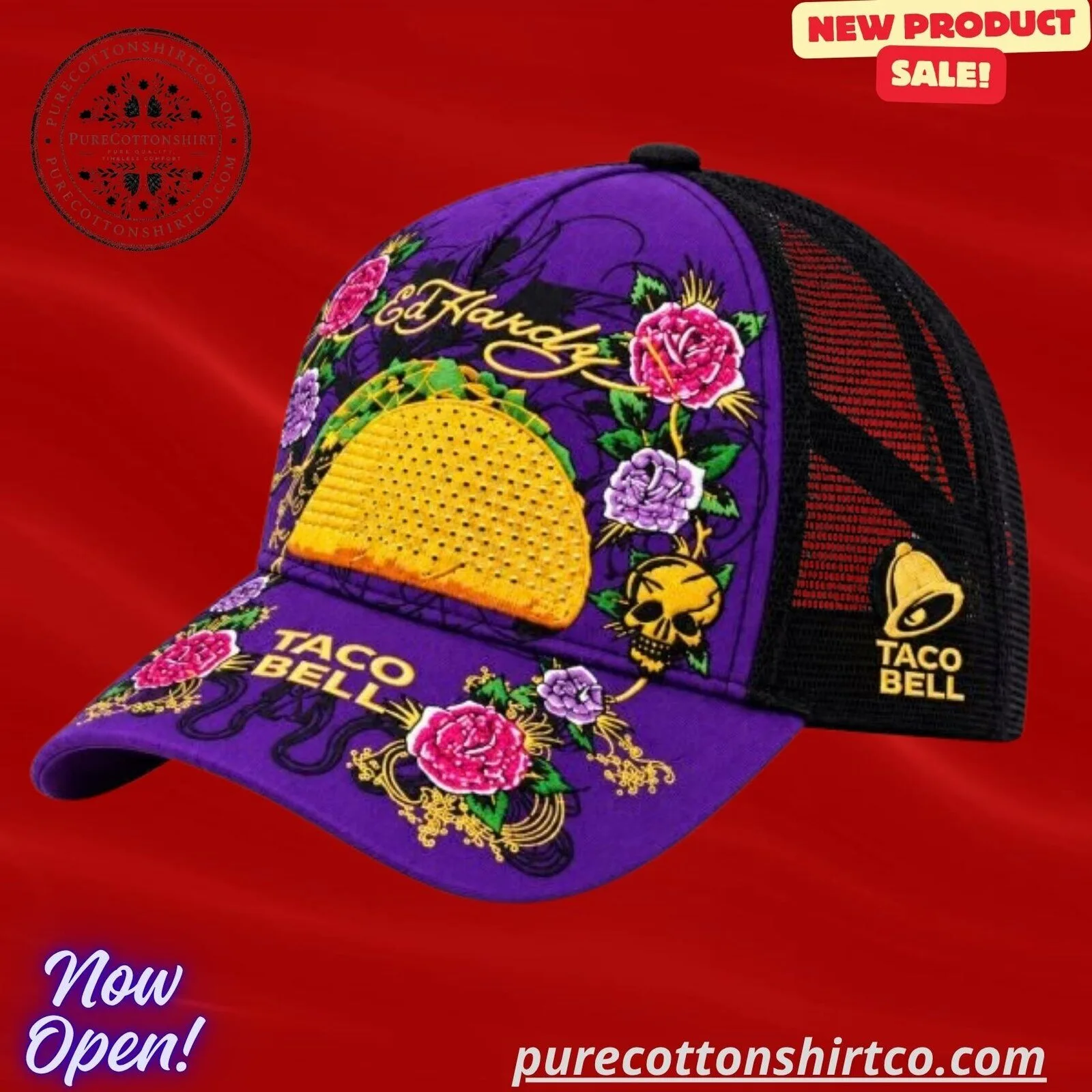 2026 Ed Hardy Taco Bell Embroidered Imitation Print cap Hat 3 2026 Ed Hardy Taco Bell Embroidered Imitation Print cap Hat