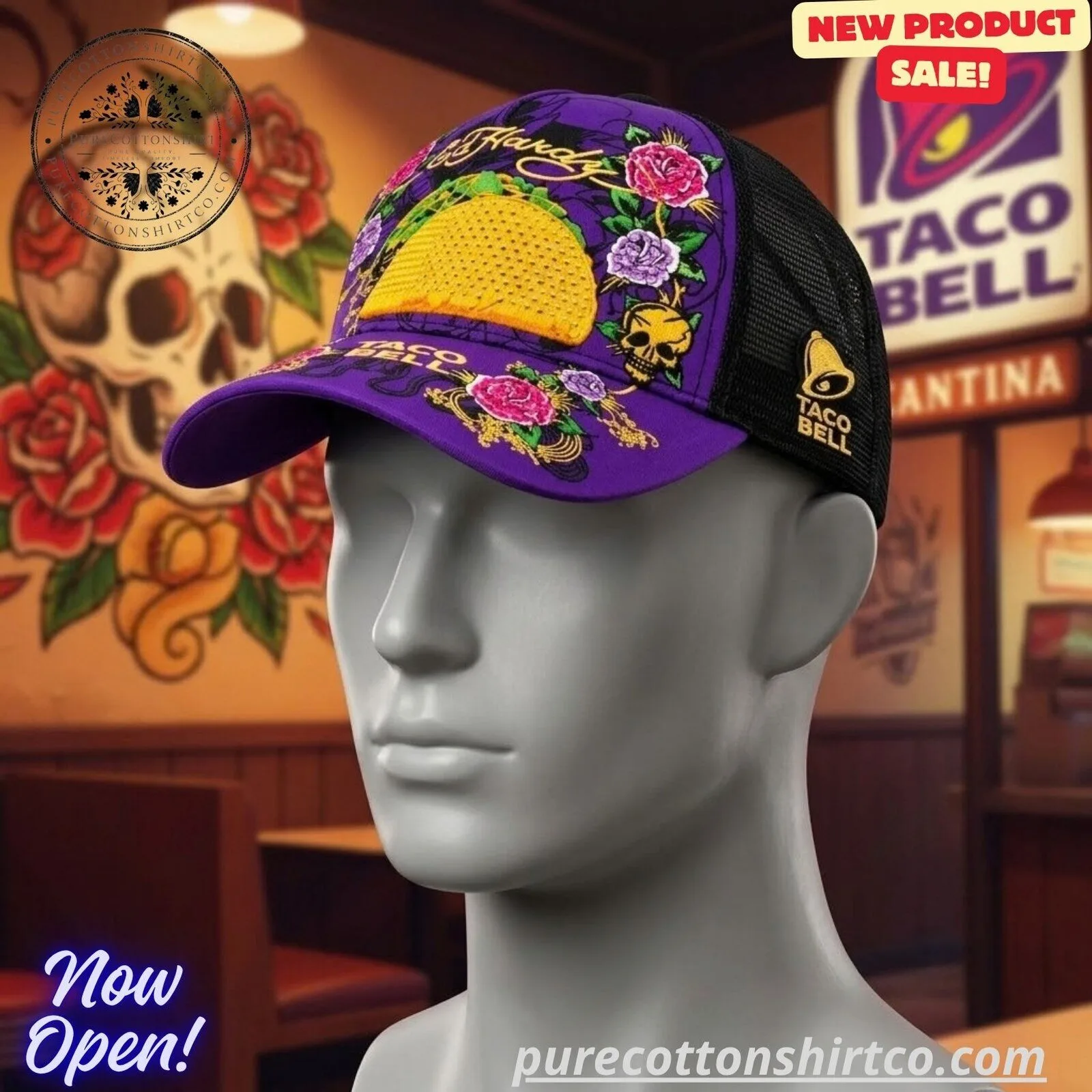 2026 Ed Hardy Taco Bell Embroidered Imitation Print cap Hat 4 2026 Ed Hardy Taco Bell Embroidered Imitation Print cap Hat
