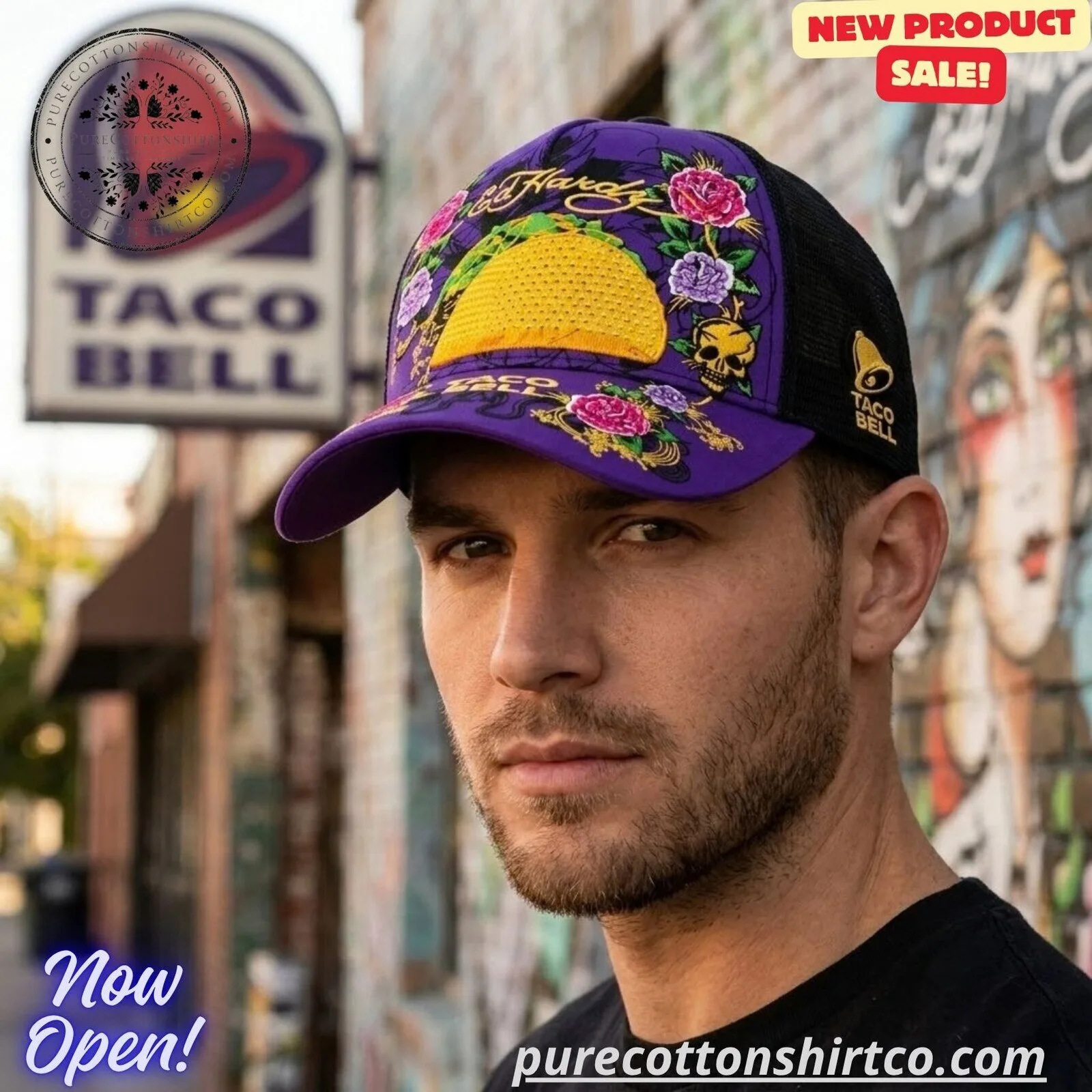 2026 Ed Hardy Taco Bell Embroidered Imitation Print cap Hat 5 2026 Ed Hardy Taco Bell Embroidered Imitation Print cap Hat