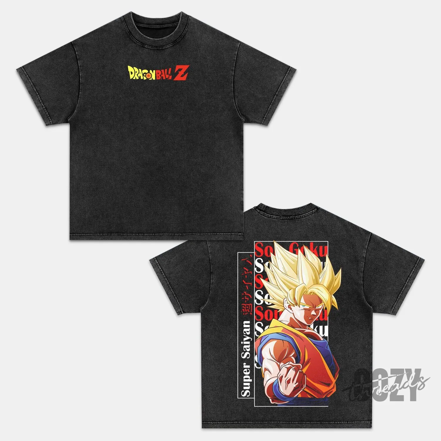 Dragon Ball Z Super Saiyan Son Goku Vintage Washed Black T-Shirt