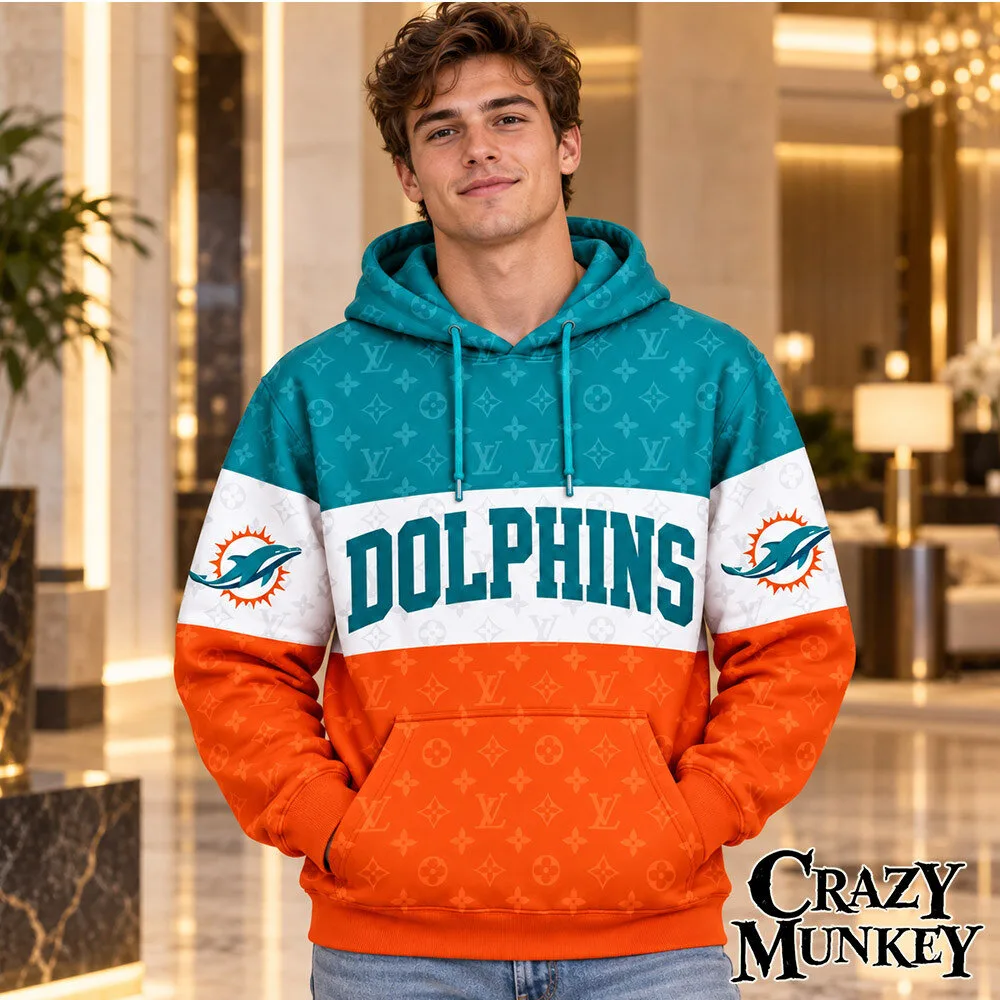Miami Dolphins LV Luxury Monogram Concept Fan Hoodie | Apparel