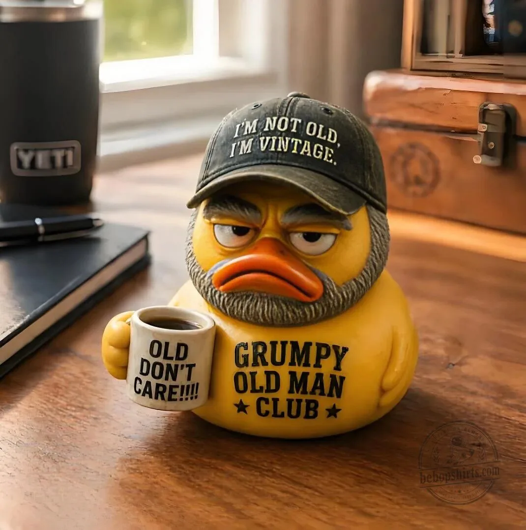 Grumpy Old Man Club Rubber Duck with Hat and Coffee Mug 7 Grumpy Old Man Club Rubber Duck with Hat and Coffee Mug