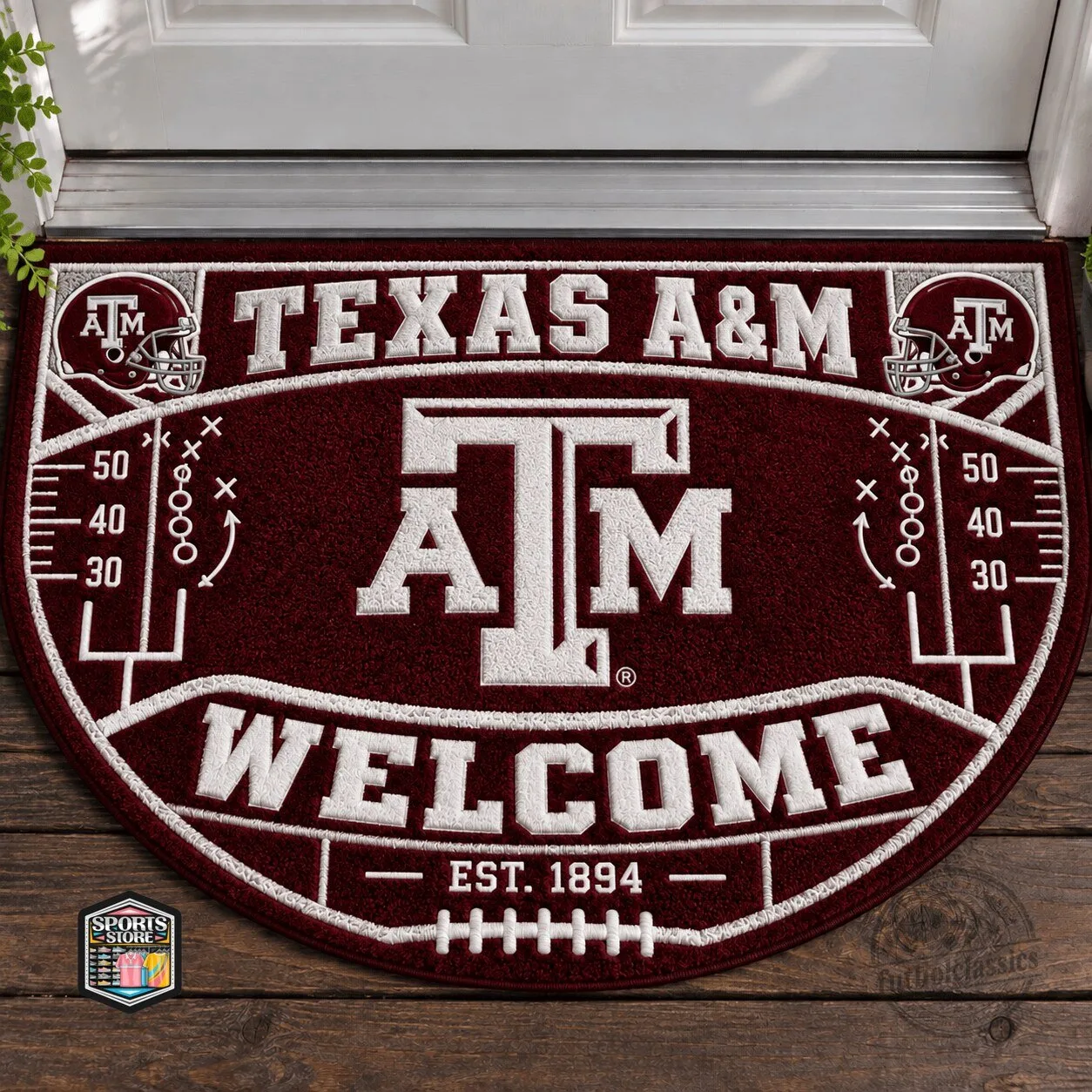 Texas A&M Aggies Football Field Welcome Doormat