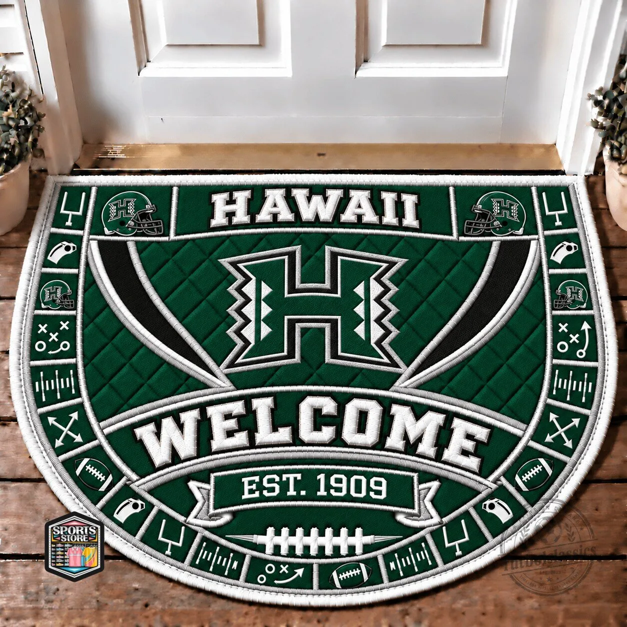 Hawaii Rainbow Warriors Football Team Welcome Home Doormat