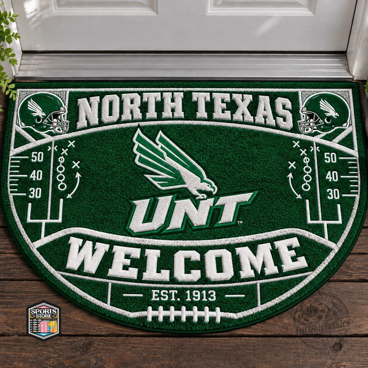 North Texas Mean Green Football Welcome Mat Doormat
