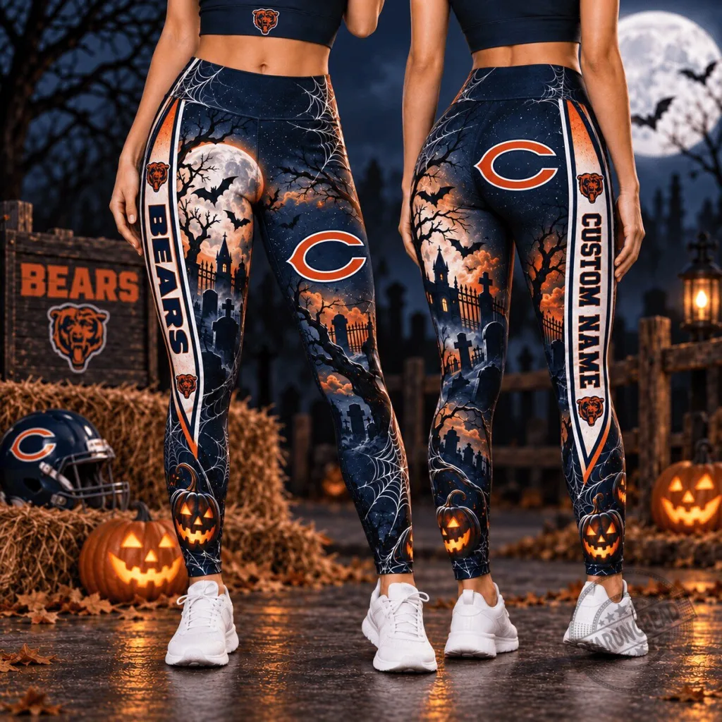 Chicago Bears Halloween Haunted Game Day Leggings Chicago Bears Halloween Haunted Game Day Leggings