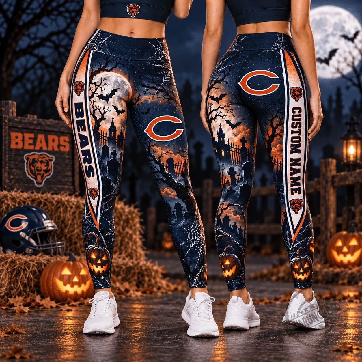 Chicago Bears Halloween Haunted Game Day Leggings