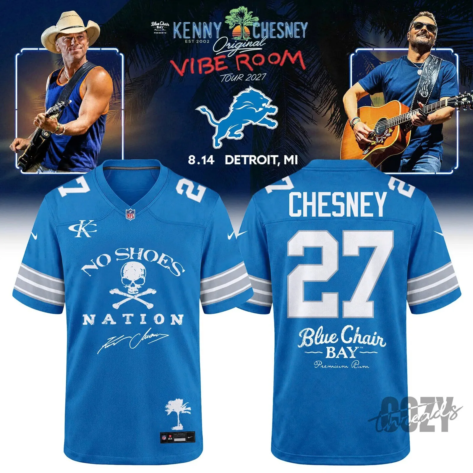 Kenny Chesney Detroit Lions Original Vibe Room Tour 2027 Football Jersey