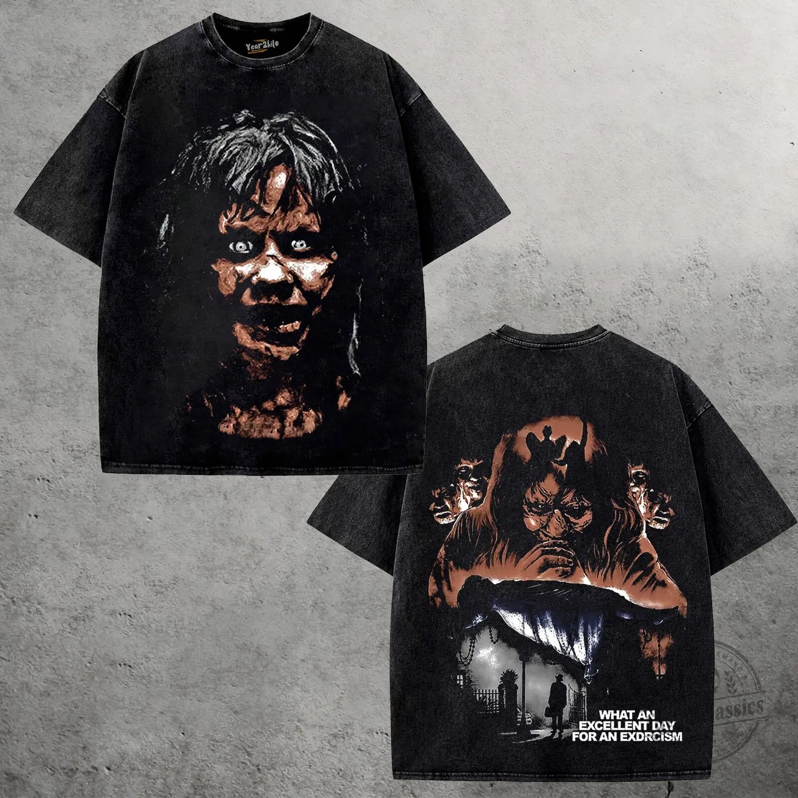 The Exorcist Regan MacNeil Horror Movie Vintage Washed Black T-Shirt