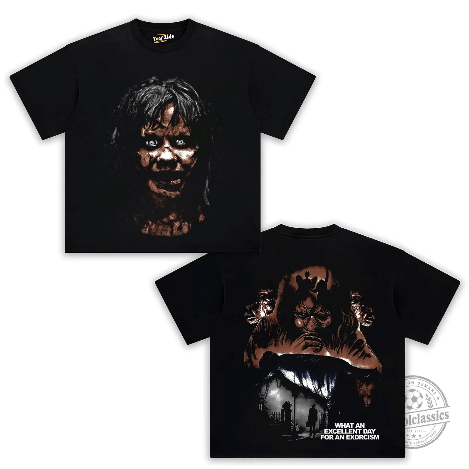 The Exorcist Regan MacNeil Horror Movie Vintage Washed Black T-Shirt – image 2 of 4